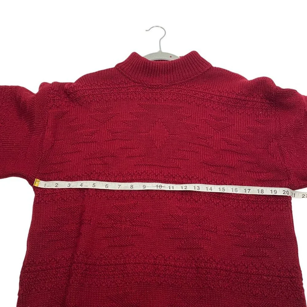 Pendleton vintage western knit Wool burgundy Red Sweater M USA 100% Virgin Wool